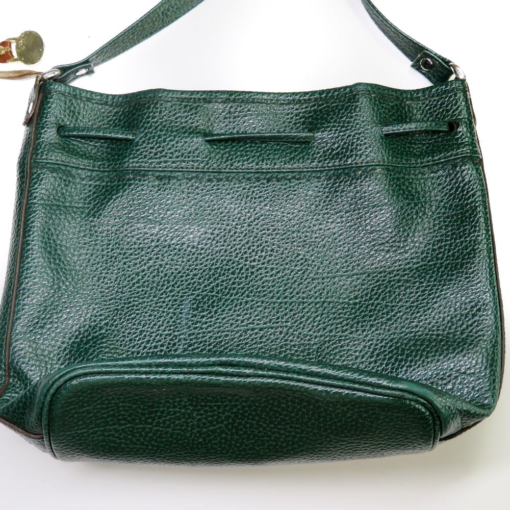 1980s Vintage Dooney & Bourke Forrest Green Leather Drawstring Crossbody Bag - Picture 3 of 10